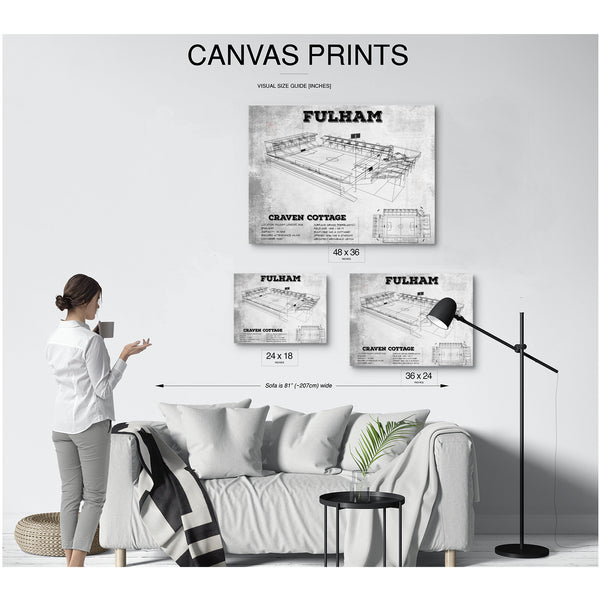 Fulham Football Club Craven Cottage Stadium Print displayed on a wall