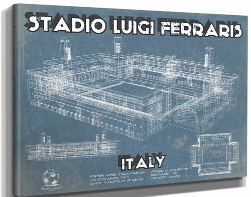 14" x 11" / Stretched Canvas Wrap Cutler West Genoa C.F.C. Italy Football Stadio Luigi Ferraris Stadium Soccer Print