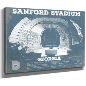 Georgia Bulldogs Football - Sanford Stadium Print as a stretched canvas wrap with gallery wrapped edges