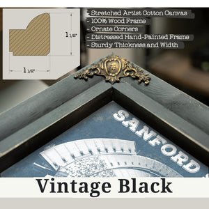 Vintage Black frame corner detail, 1.5 inch ornate wood moulding, Georgia Bulldogs Football - Sanford Stadium Print
