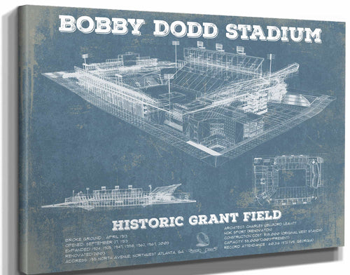 14" x 11" / Stretched Canvas Wrap Cutler West Georgia Tech Yellow Jackets - Bobby Dodd Stadium at Historic Grant Field