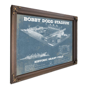 Georgia Tech Yellow Jackets - Bobby Dodd Stadium at Print in a Bourbon stained wood frame with antique gold corners