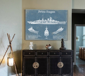 Cutler West German Cruiser Prinz Eugen Blueprint Original Wall Art