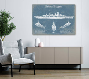 Cutler West German Cruiser Prinz Eugen Blueprint Original Wall Art