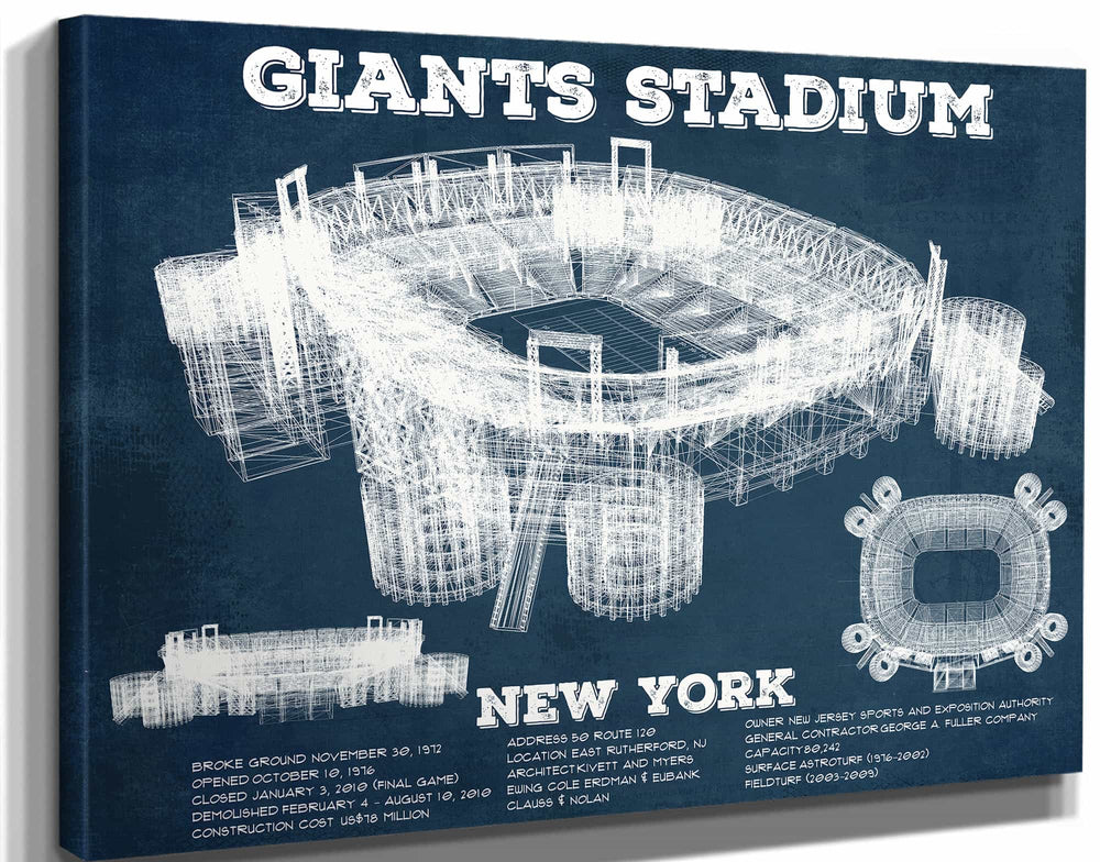 14" x 11" / Stretched Canvas Wrap Cutler West Giants Stadium - The Meadowlands New York Vintage Print