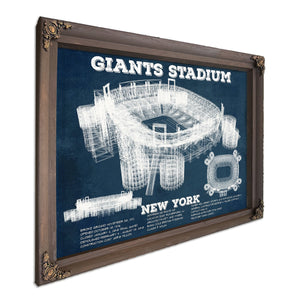 Giants Stadium - The Meadowlands New York Print in a Bourbon stained wood frame with antique gold corners
