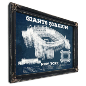Giants Stadium - The Meadowlands New York Print in a distressed Vintage Black wood frame with ornate corners