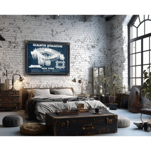 Giants Stadium - The Meadowlands New York Print framed in Vintage Black in a farmhouse entryway