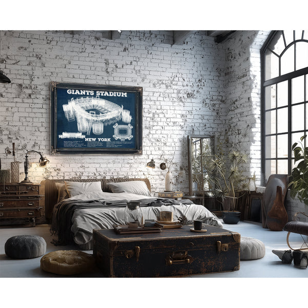 Giants Stadium - The Meadowlands New York Print framed in Vintage Black in a farmhouse entryway