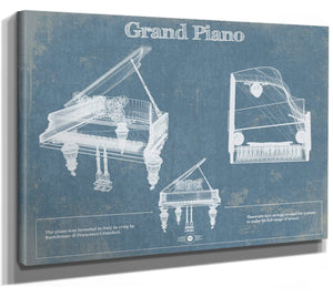 14" x 11" / Stretched Canvas Wrap Cutler West Grand Piano Blueprint