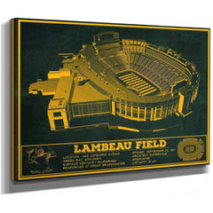 Green Bay Packers - Lambeau Field Stadium Print as a stretched canvas wrap with gallery wrapped edges