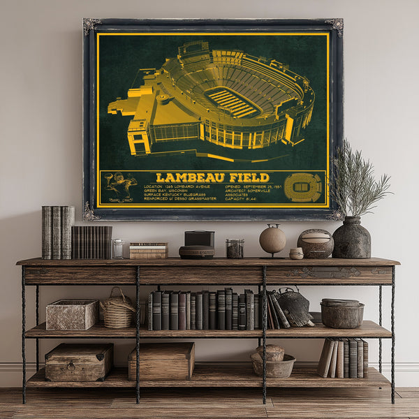 Green Bay Packers - Lambeau Field Stadium Print canvas print size guide 24x18 36x24 48x36 inches
