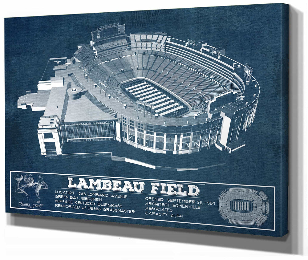 14" x 11" / Stretched Canvas Wrap Cutler West Green Bay Packers - Lambeau Field Vintage Football Print