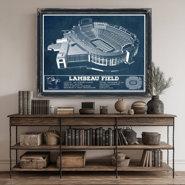 Green Bay Packers - Lambeau Field Stadium Print canvas print size guide 24x18 36x24 48x36 inches