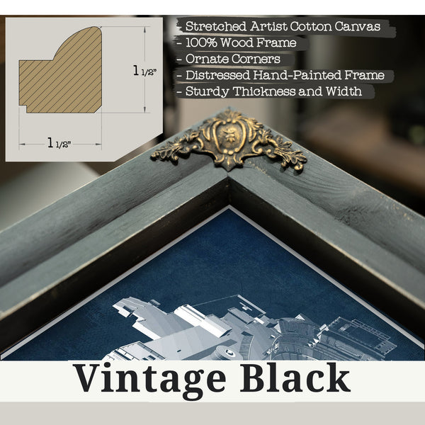 Vintage Black frame corner detail, 1.5 inch ornate wood moulding, Green Bay Packers - Lambeau Field Stadium Print