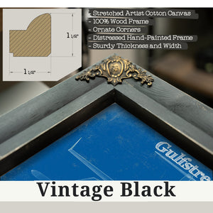 Vintage Black frame corner detail, 1.5 inch ornate wood moulding, Gulfstream IV Jet Blueprint Aviation Print