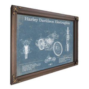 Harley Davidson ElectraGlide Print in a Bourbon stained wood frame with antique gold corners