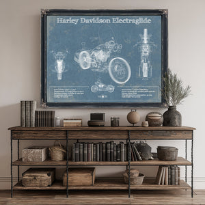 Harley Davidson ElectraGlide Print canvas print size guide 24x18 36x24 48x36 inches