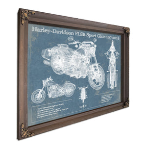 2018 Harley-Davidson FLSB Sport Glide 107 Print in a Bourbon stained wood frame with antique gold corners