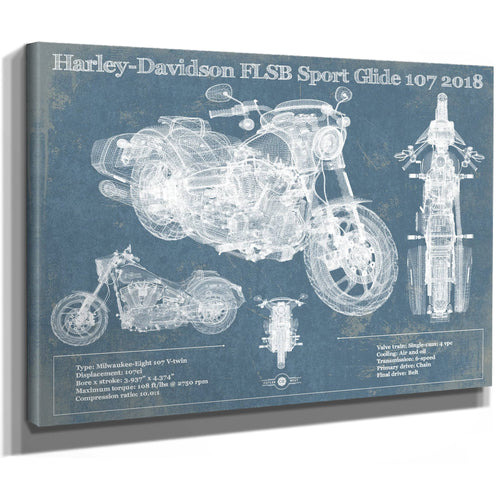 2018 Harley-Davidson FLSB Sport Glide 107 Print as a stretched canvas wrap with gallery wrapped edges