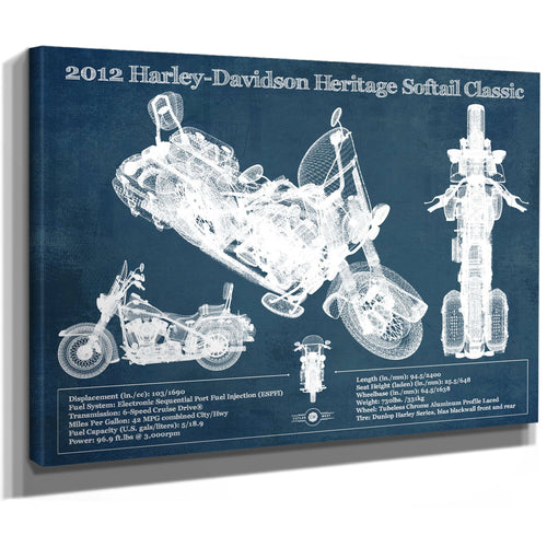 2012 Harley Davidson Heritage Softail Print as a stretched canvas wrap with gallery wrapped edges