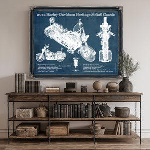 2012 Harley Davidson Heritage Softail Print canvas print size guide 24x18 36x24 48x36 inches