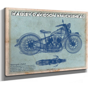 Harley-Davidson Knucklehead Print as a stretched canvas wrap with gallery wrapped edges