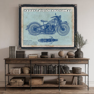 Harley-Davidson Knucklehead Print canvas print size guide 24x18 36x24 48x36 inches