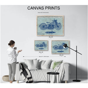 Harley-Davidson Knucklehead Print displayed on a wall