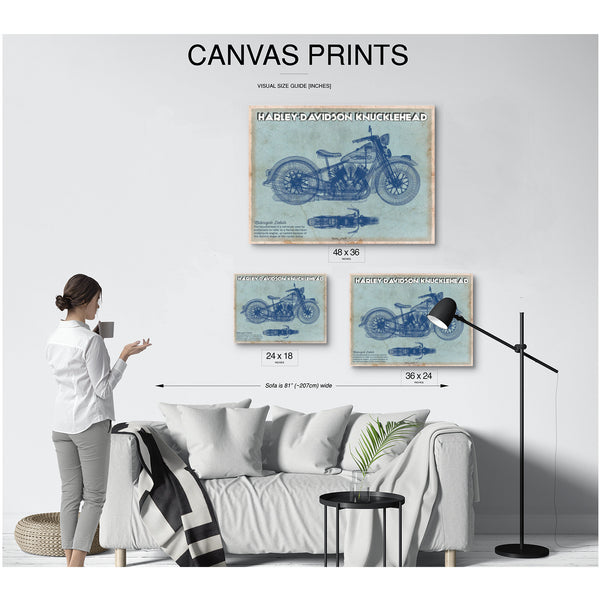 Harley-Davidson Knucklehead Print displayed on a wall