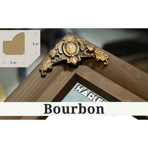 Bourbon frame corner detail, 1.5 inch ornate wood moulding, Harley-Davidson Knucklehead Print