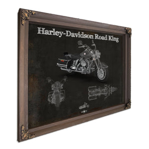 Harley-Davidson Road King Print in a Bourbon stained wood frame with antique gold corners