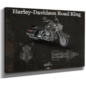 Harley-Davidson Road King Print as a stretched canvas wrap with gallery wrapped edges