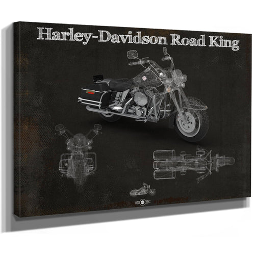 Harley-Davidson Road King Print as a stretched canvas wrap with gallery wrapped edges