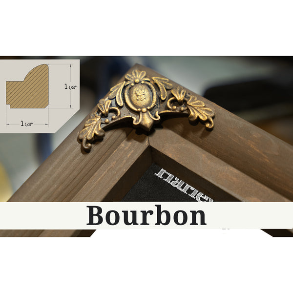 Bourbon frame corner detail, 1.5 inch ornate wood moulding, Harley-Davidson Road King Print