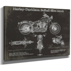 2016 Harley Davidson Softail Slim S Army Design Print as a stretched canvas wrap with gallery wrapped edges