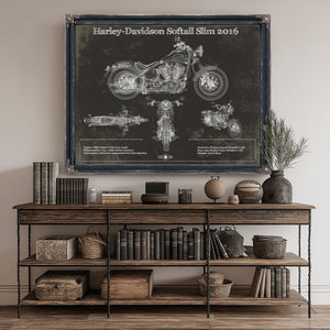 2016 Harley Davidson Softail Slim S Army Design Print canvas print size guide 24x18 36x24 48x36 inches