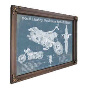 Harley-Davidson Softail Slim S Print in a Bourbon stained wood frame with antique gold corners