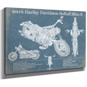 Harley-Davidson Softail Slim S Print as a stretched canvas wrap with gallery wrapped edges