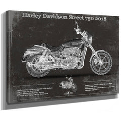 2018 Harley-Davidson Street 750 Print as a stretched canvas wrap with gallery wrapped edges