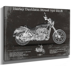 2018 Harley-Davidson Street 750 Print as a stretched canvas wrap with gallery wrapped edges