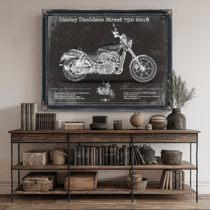 2018 Harley-Davidson Street 750 Print canvas print size guide 24x18 36x24 48x36 inches
