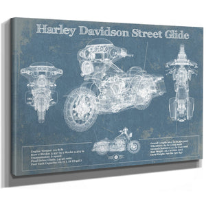 Harley Davidson Street Glide Print as a stretched canvas wrap with gallery wrapped edges