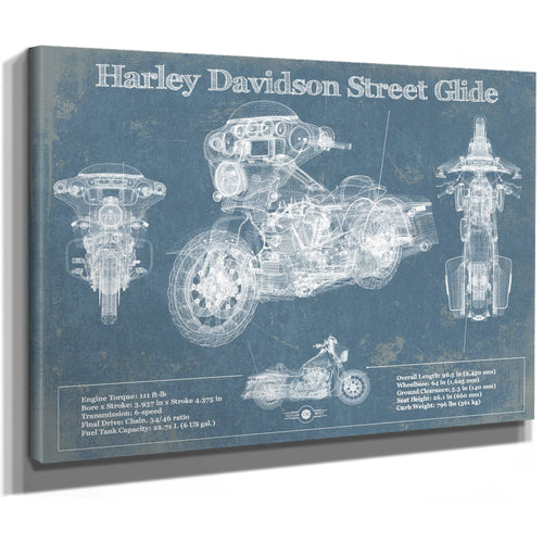 Harley Davidson Street Glide Print as a stretched canvas wrap with gallery wrapped edges