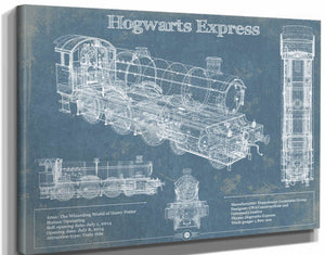 14" x 11" / Stretched Canvas Wrap Cutler West Hogwarts Express Vintage Blueprint Train Print