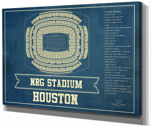 14" x 11" / Stretched Canvas Wrap Cutler West Houston Texans NRG Stadium Seating Chart - Vintage Football Print
