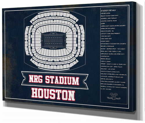 14" x 11" / Stretched Canvas Wrap Cutler West Houston Texans NRG Stadium Team Colors Seating Chart - Vintage Football Print