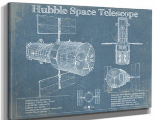 14" x 11" / Stretched Canvas Wrap Cutler West Hubble Telescope Blueprint Wall Art