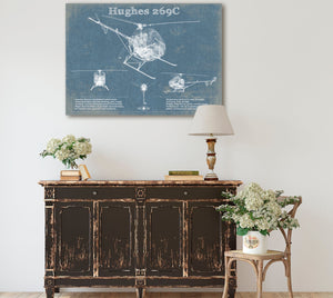 Cutler West Hughes 269C Helicopter Vintage Aviation Blueprint Print