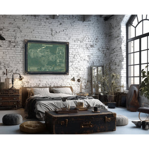 Humvee Jeep Army Art Print framed in Vintage Black in a farmhouse entryway